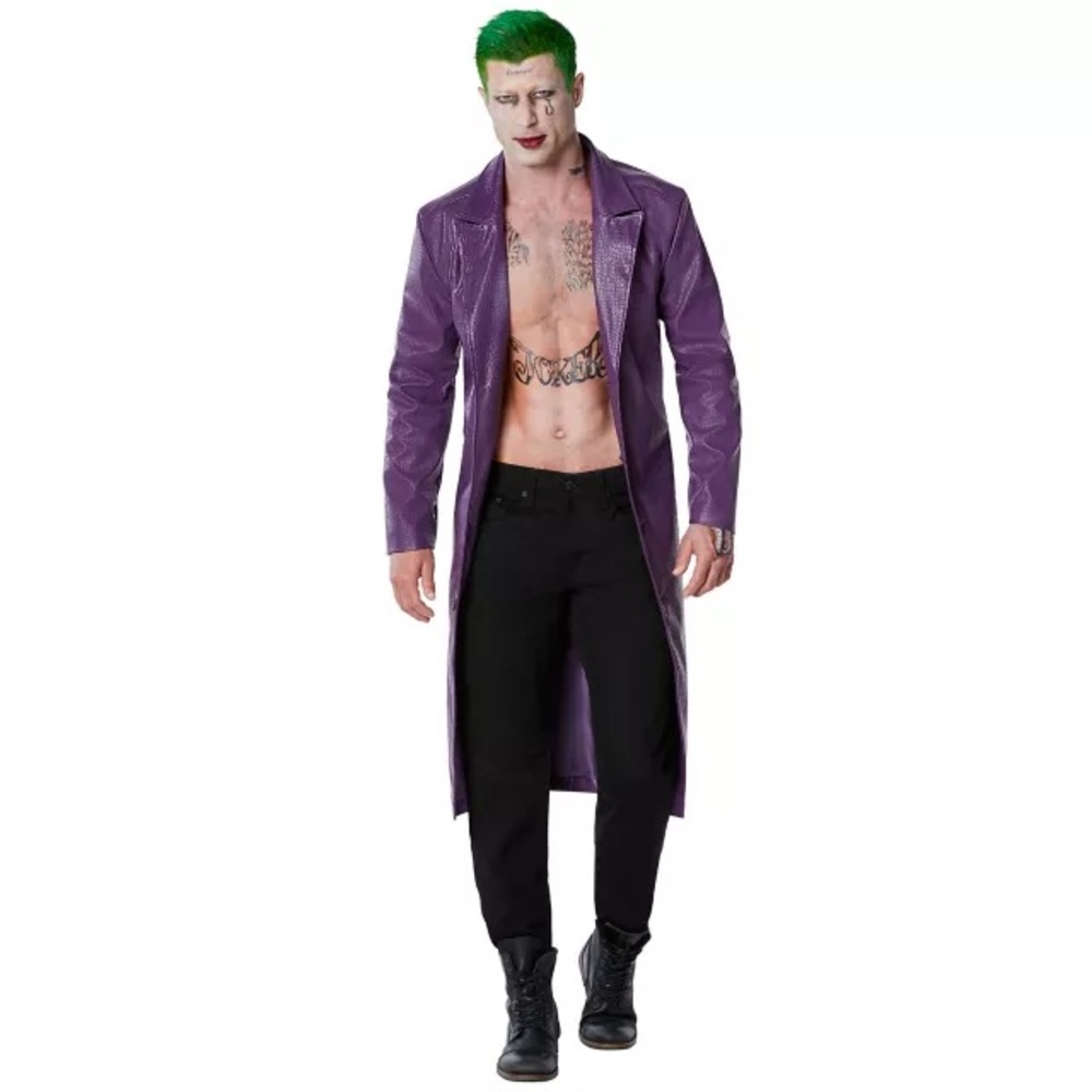 Adult Joker Jacket - Suicide Squad purple vegan‎ leather trench steampunk  S